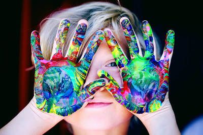 Kids Hands with Paint